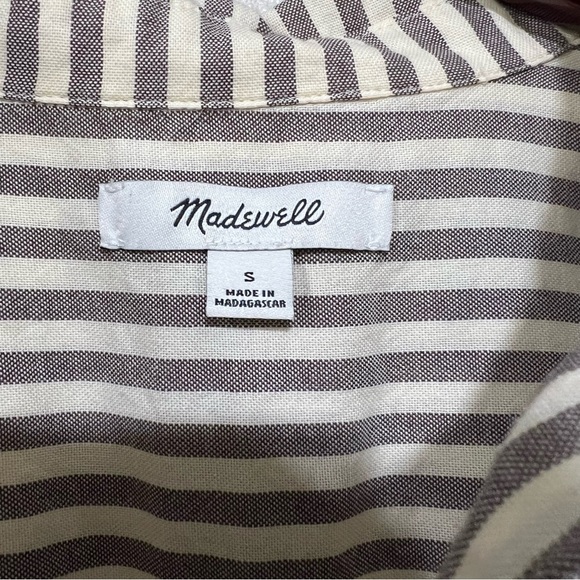 Madewell Tie Front Shirt in Maitland Stripe Long Sleeve Button Up Top Size Small - Picture 3 of 7